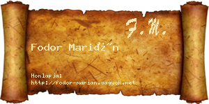 Fodor Marián névjegykártya